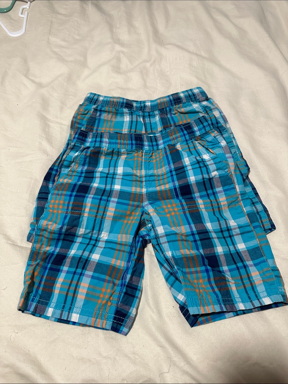2 Blue Plaid Kids Pull-On Shorts